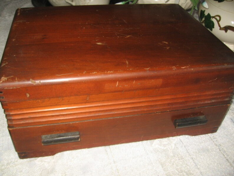 Wooden Silverware Empty Chest Flatware Storage Box Image 0