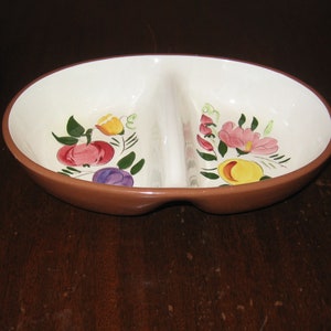 Vintage Stangl Pottery Hand Painted Fruits And Flowers Divided Vegetable Dish /Kitchenware/Stangl Pottery//Terra Cotta Stangl