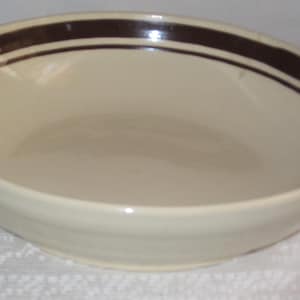 Large Vintage Kitchen Bowl/USA Large Cream Bowl with Brown Band/1960&#39;s 1970&#39;s Kitchenware&#39;s/Table Accessories/Serving Bowls/Spaghetti Bowl