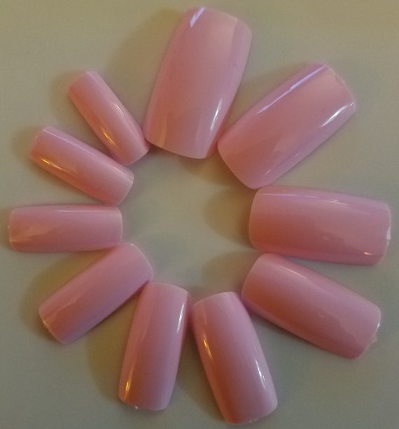 Puntas de uñas acrílicas rosas de larga longitud 24 cuentas - Etsy España