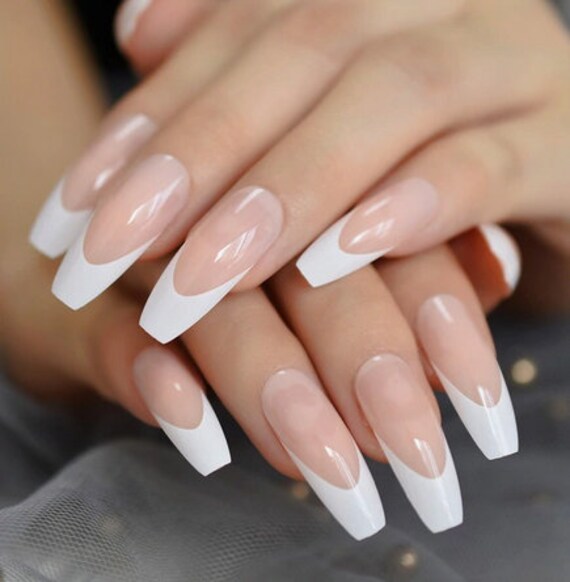 White French Tip Coffin U Shape Acrylic Extra Long Etsy White French Tip Coffin U Shape Acrylic Extra Long Etsy