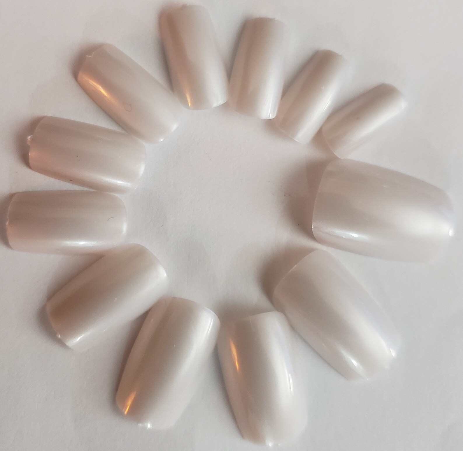 White Pearl Color Medium Gel Polish Finish Round Press On Nail Etsy