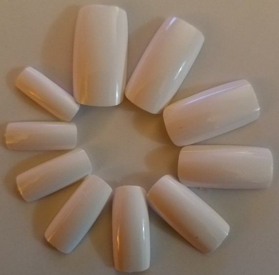 White Long Length Acrylic-nail Tips 24 Count - Etsy Canada
