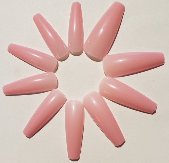 Puntas de uñas acrílicas de ataúd rosa extra larga 20 - Etsy España