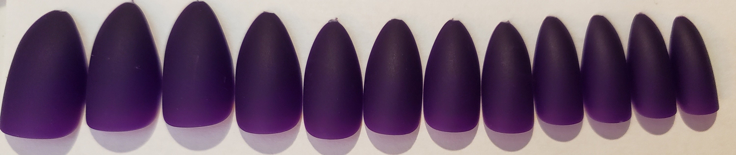 Purple Matte Color Short/Medium Stiletto/Almond Shaped Press Etsy