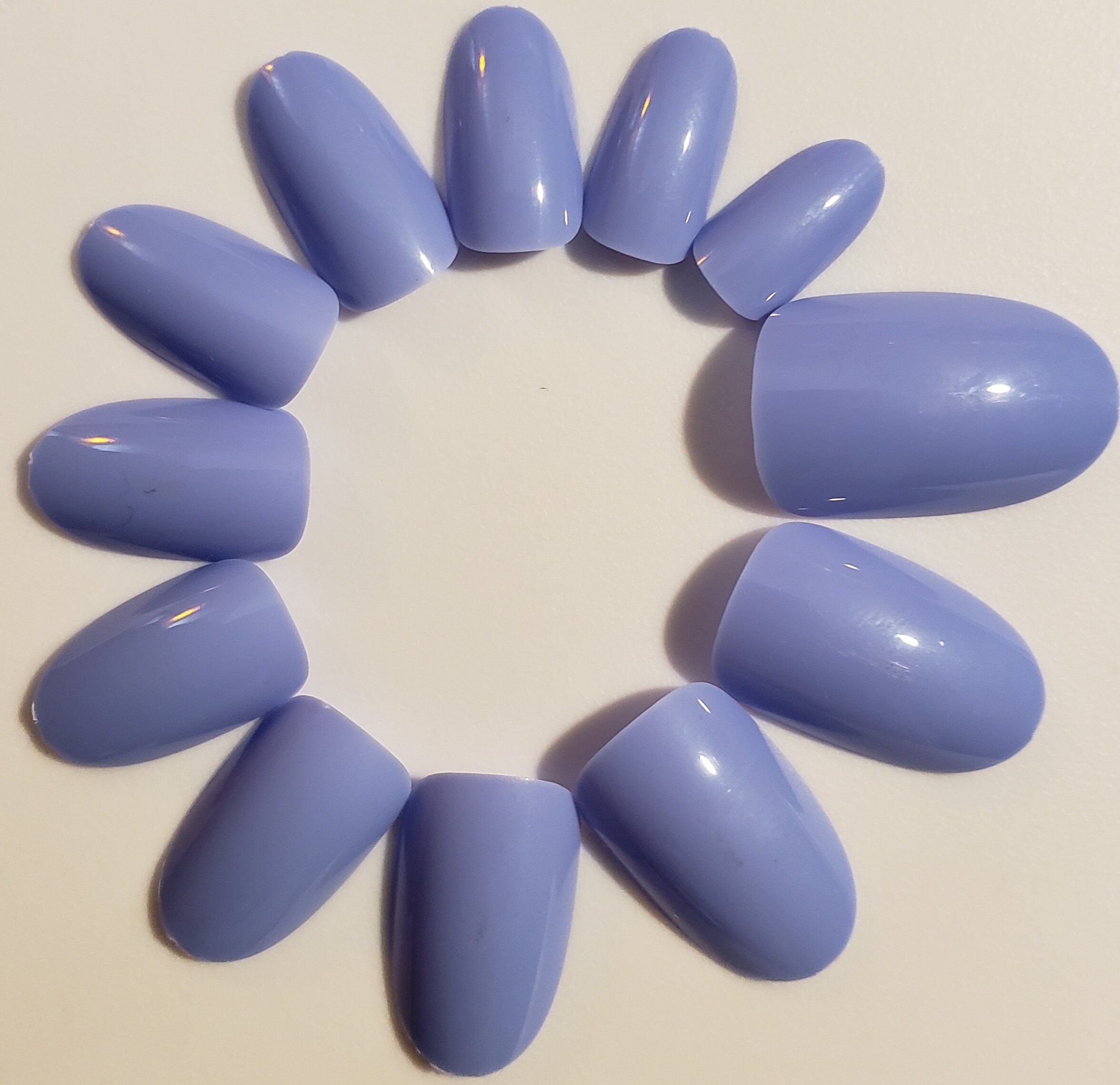 Mani-art Periwinkle Color Short Oval Press on Nail Tips 24 - Etsy Sweden