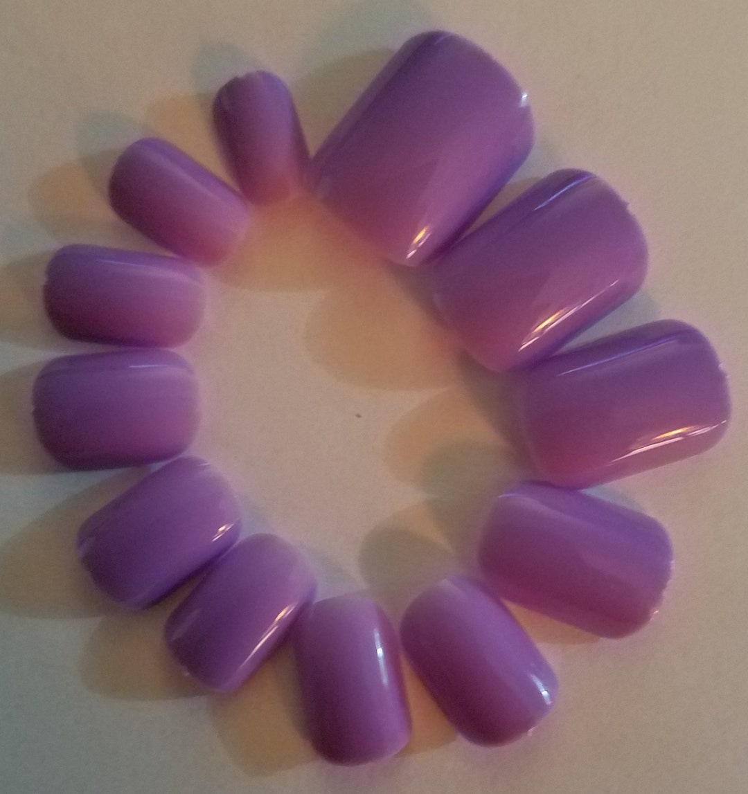 Gel Polish Finish Light Purple Color Short Round Press on Nail - Etsy