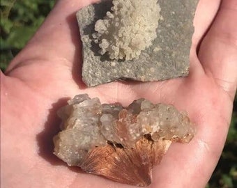 Rare Orange Scolecite & Vesuvianite Spray Duo | Rough Crystals | Rare Crystals