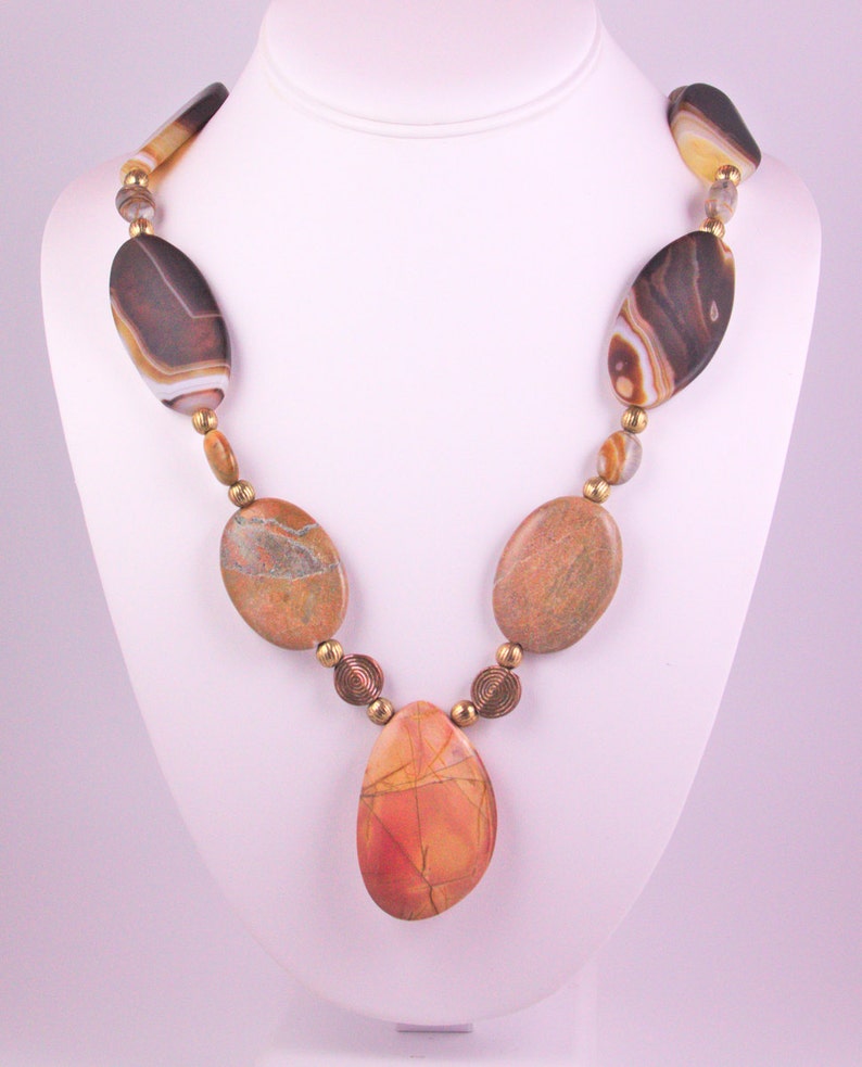 Bold Chunky Statement Necklace of Jasper and Picasso Marble - Etsy