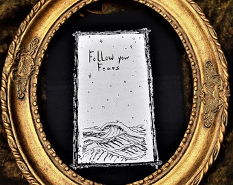 Follow your fears patch - ocean waves art - original design printed on canvas