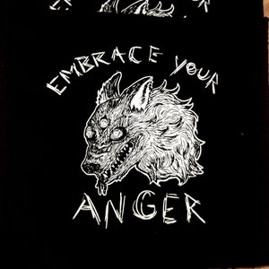 Wolf patch - Embrace your anger - feral wolf - original design printed on canvas