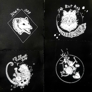 Pack of 4 patches - Trash animals patches - original art