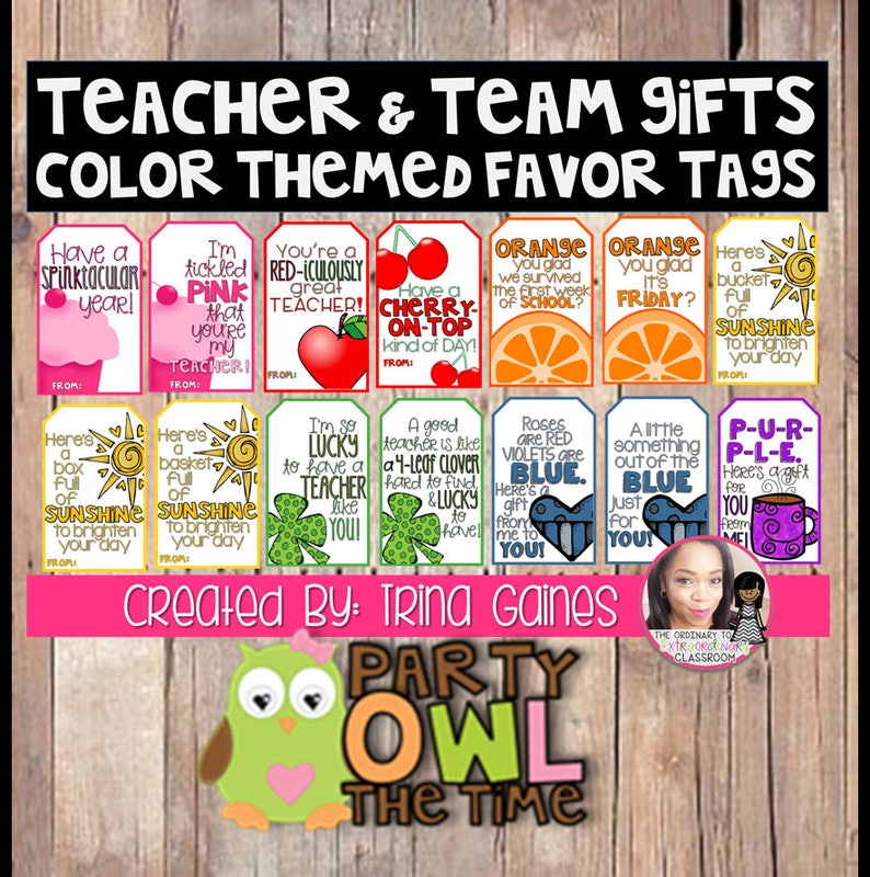 Color Themed Teacher and Team Appreciation Gift Tags Etsy