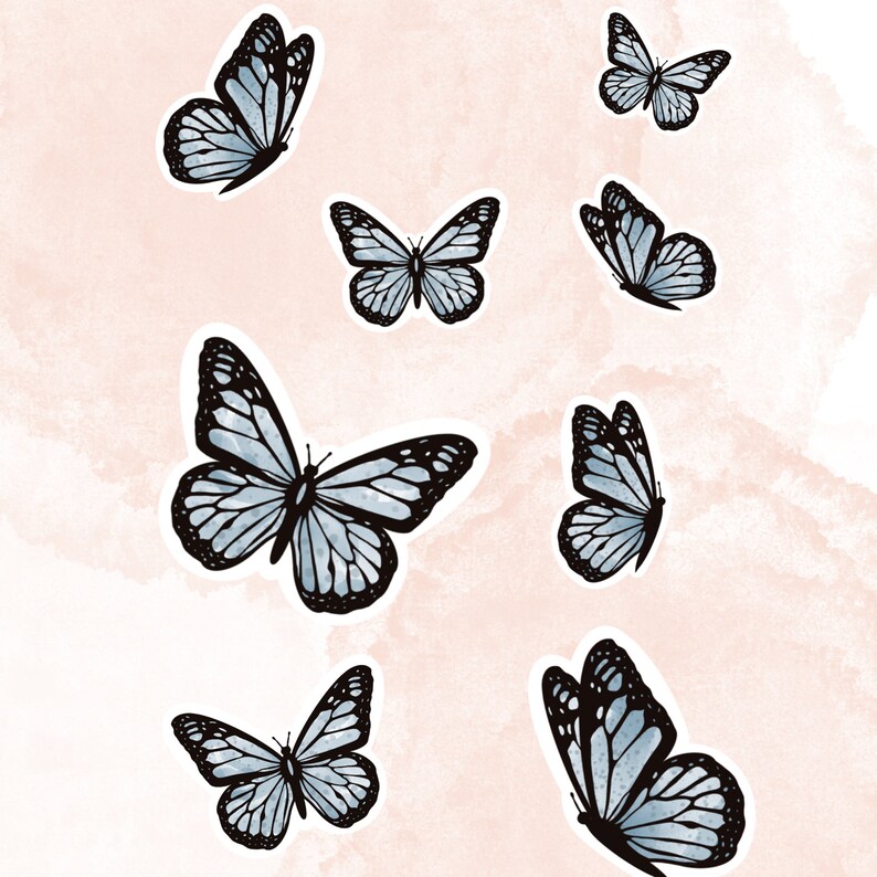 Blue Butterfly Stickers Individual & Sticker Pack Vinyl Sticker