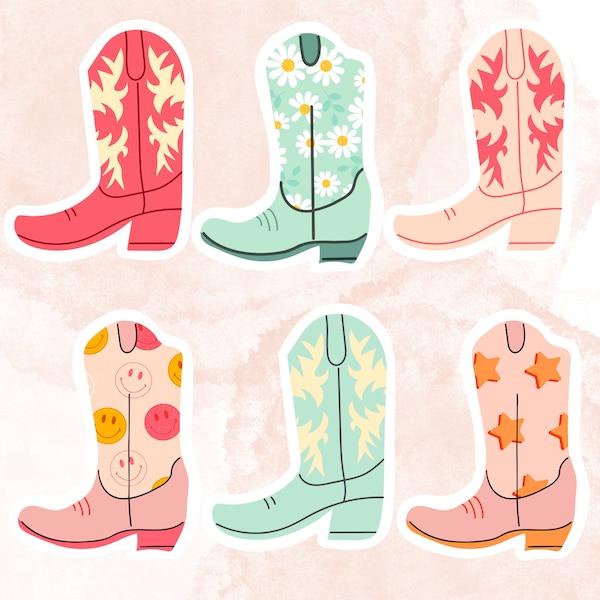 Groovy Cowgirl Boots Stickers | Vinyl Sticker | Waterproof | Groovy