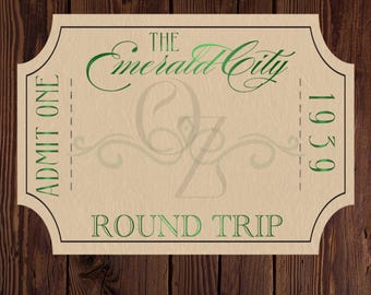 The Emerald City treinkaartje afbeelding | Slechte uitnodiging | Glinda en Elphaba | Slecht cadeau