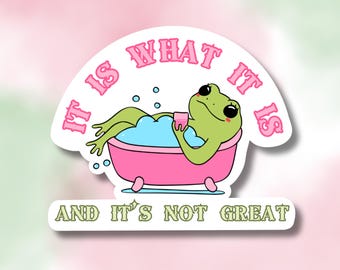 It Is What It Is and It’s Not Great Sticker | Vinyl Sticker | Waterproof | Funny Sticker | Groovy Frog | It Is What It Is