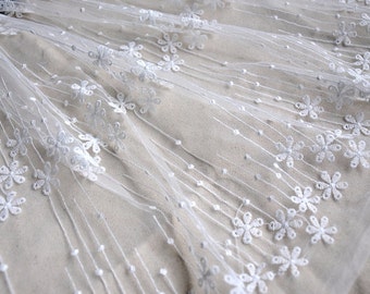45-86 0.5 meter Width 51.18 inches Ivory lace fabric,embroidered lace,Cotton floral lace trim,3D lace fabric,trim lace for DIY dress,130CM