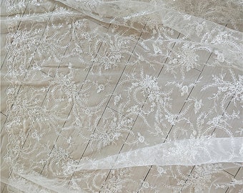 45-86 0.5 meter Width 51.18 inches Ivory lace fabric,embroidered lace,Cotton floral lace trim,3D lace fabric,trim lace for DIY dress,130CM