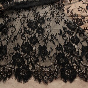 3 meters Width 55.11 inches black/ivory wedding lace fabric,flowers embroidered lace,floral lace trim,lace for DIY dress,width 140CM(1-282)