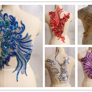1 Pcs Muti-color Floral Lace Appliques,Embroidered Flowers,Patches For Wedding Supplies,Bridal Hair Flower,Headpiece(186-150)