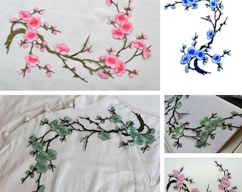Plum Blossom Embroidered Appliques,Adhesive Embroidered Flowers,Patches For Dress Supplies,Hair Flower,Headpiece