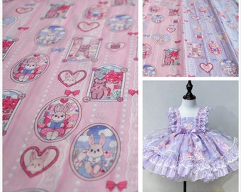50cmx140cm lovely rabbit fabric,3 colors Lolita fabric,for DIY Ruskirt,for Child kawaii Dress,for dolling making(231-5)