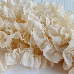 Adorno de encaje plisado de algodón beige de 1 metro, adorno de encaje con volantes y pestañas dentadas, encaje para vestido DIY (52-221)
