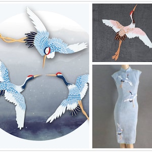 Embroidery Red-crowned crane sew-on Appliques,Patches For Wedding DIY Supplies,For Dress,For fashion,Bridal Flower(44-106)