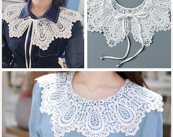Venise Coton dentelle Collar Appliques,Milk White Emboridered Collar ,cotton Floral Emboridered Collar 1 pcs (223-60)