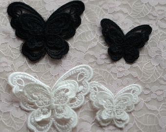 4 pieces ivory/black/blue Lace Appliques,Embroidered Butterfly applique,Patches For Wedding Supplies,For Bridal Hair Headpiece(63-224-3)