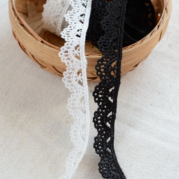 Width 0.51 inches black/milk white wedding lace trim,flower lace trim,floral lace for DIY dress(69-268)