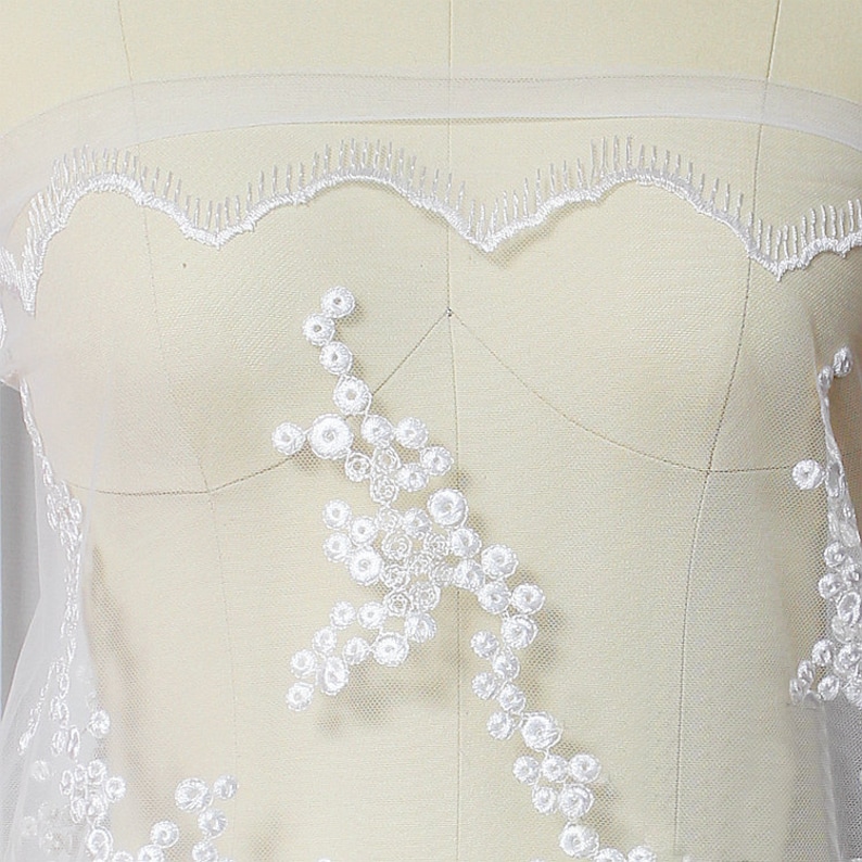 45-86 0.5 meter Width 51.18 inches Ivory lace fabric,embroidered lace,Cotton floral lace trim,3D lace fabric,trim lace for DIY dress,130CM