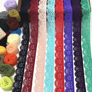 5 -20 yards Elastic Lace 1&quot; Stretch Lace,Elastic Lace Trim Elastic Headband Garter DIY Craft,25 colors flower lace,wholesale(223-40)