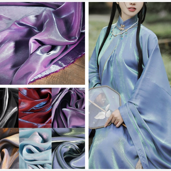 0.5 meter Width 57.08'' Smooth rayon fabric,Streamer Flash satin fabric for DIY dress,for Chinese Hanfu,cheongsam,Ru skirt(246-4)