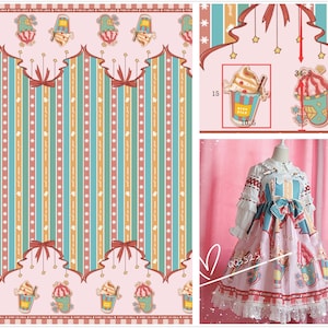 75cmx147cm lovely ice cream fabric,double edge Lolita fabric,for DIY Ruskirt,for kawaii Dress,for dolling making(241-18)