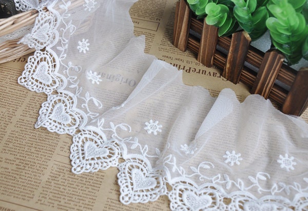 Width 5.9 Inches Milk White Tulle Lace Trimflowers | Etsy