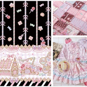 50x140cm lovely Candy house double edge fabric,6 colors Lolita fabric,for DIY Ruskirt,for kawaii Dress,for dolling making(253-2)