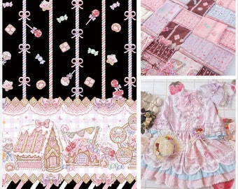 50x140cm lovely Candy house double edge fabric,6 colors Lolita fabric,for DIY Ruskirt,for kawaii Dress,for dolling making(253-2)