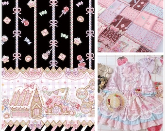 50 x 140 cm fint Candy House-tyg med dubbel kant, Lolita-tyg i 6 färger, till DIY-ruskjol, till kawaiiklänning, till docktillverkning (253-2)