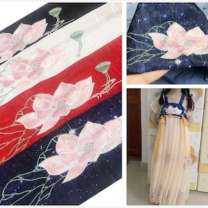 Embroidery Lotus Hanfu jacquard collar cuff decorative fabric,Hanfu belt,Skirt end,skirt head,Embroidered collar of Hanfu(226-29)