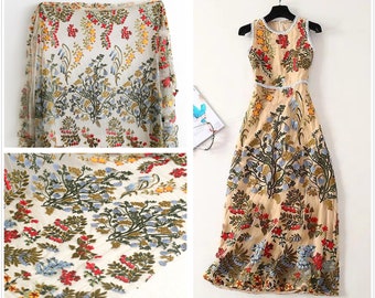 Width 49.21 inches floral lace fabric,embroidered floral lace fabric,3D lace fabric,lace for DIY dress,50*125CM(221-13)