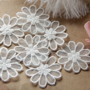 10 pieces Lace Appliques,Ivory applique Flowers,organza Patches For Wedding Supplies,Bridal Hair Flower,Headpiece(1-302)