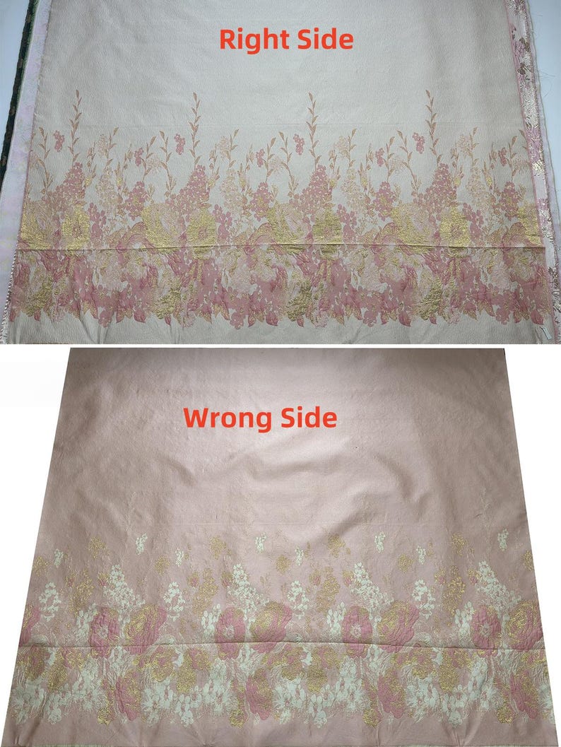 1 meter lyxigt broderat blommigt tyg av hög kvalitet, brokadmaterial för klädsömnad, elegant guldtrådstextil för klänningar och högtidskläder bild 2