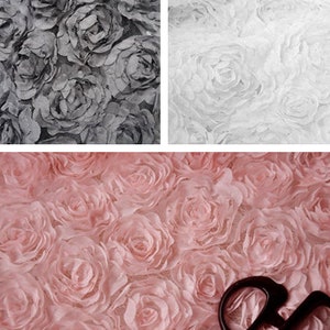Width 51.18 inches pink/milk white /black flowers fabric,chiffon floral trim,3D fabric,Flower fabric for DIY dress,130CM(86-6)