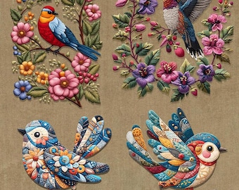 1 pièce d'autocollants thermocollants vintage à motif oiseau, floraux, thermocollants pour vêtements, patchs d'appliqués imprimés durables sans décoloration