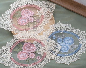 1 tetera con apliques de tela de encaje de colores, flores bordadas y parches para bodas (104-378)
