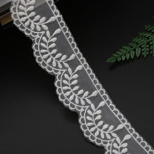 Width 1.37 inches ivory lace trim, embroidered lace trim ,floral lace trim,scalloped trim lace for DIY dress(181-56)