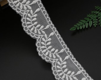 Width 1.37 inches ivory lace trim, embroidered lace trim ,floral lace trim,scalloped trim lace for DIY dress(181-56)