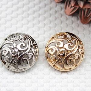 5 Stück Metallknöpfe Silberknöpfe 18x18mm (46-2)
